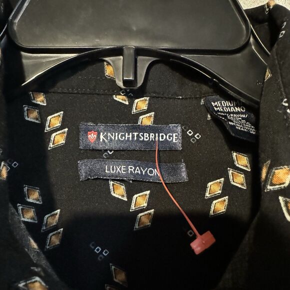 Knightsbridge Medium Mens Diamond Pattern Button Up Shirt Short Sleeve Casual - Picture 3 of 6